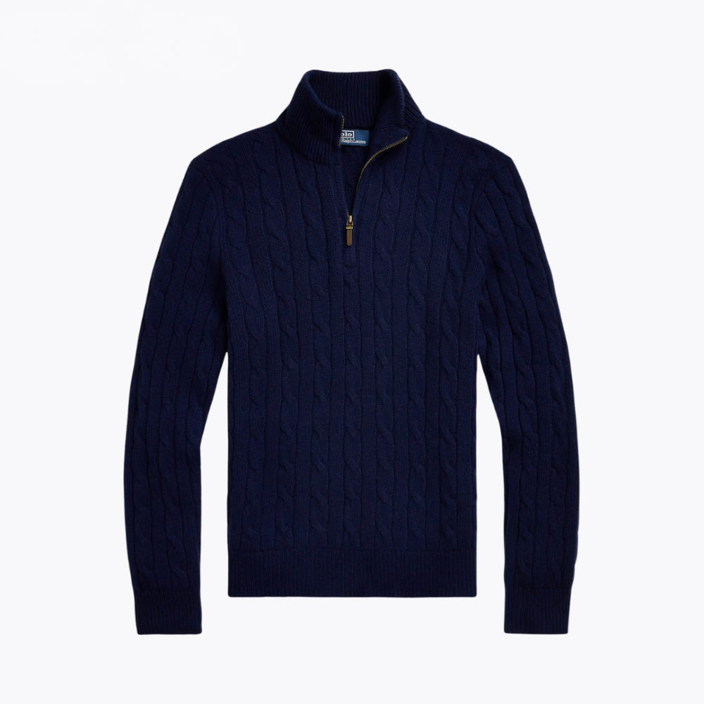 Cable-Knit Cashmere Quarter-Zip Jumper