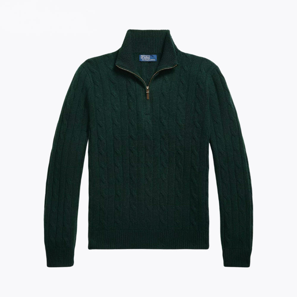 Cable-Knit Cashmere Quarter-Zip Jumper
