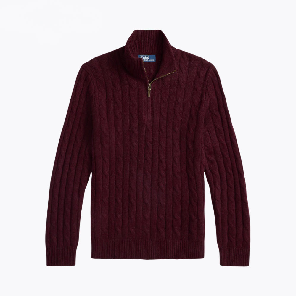 Cable-Knit Cashmere Quarter-Zip Jumper