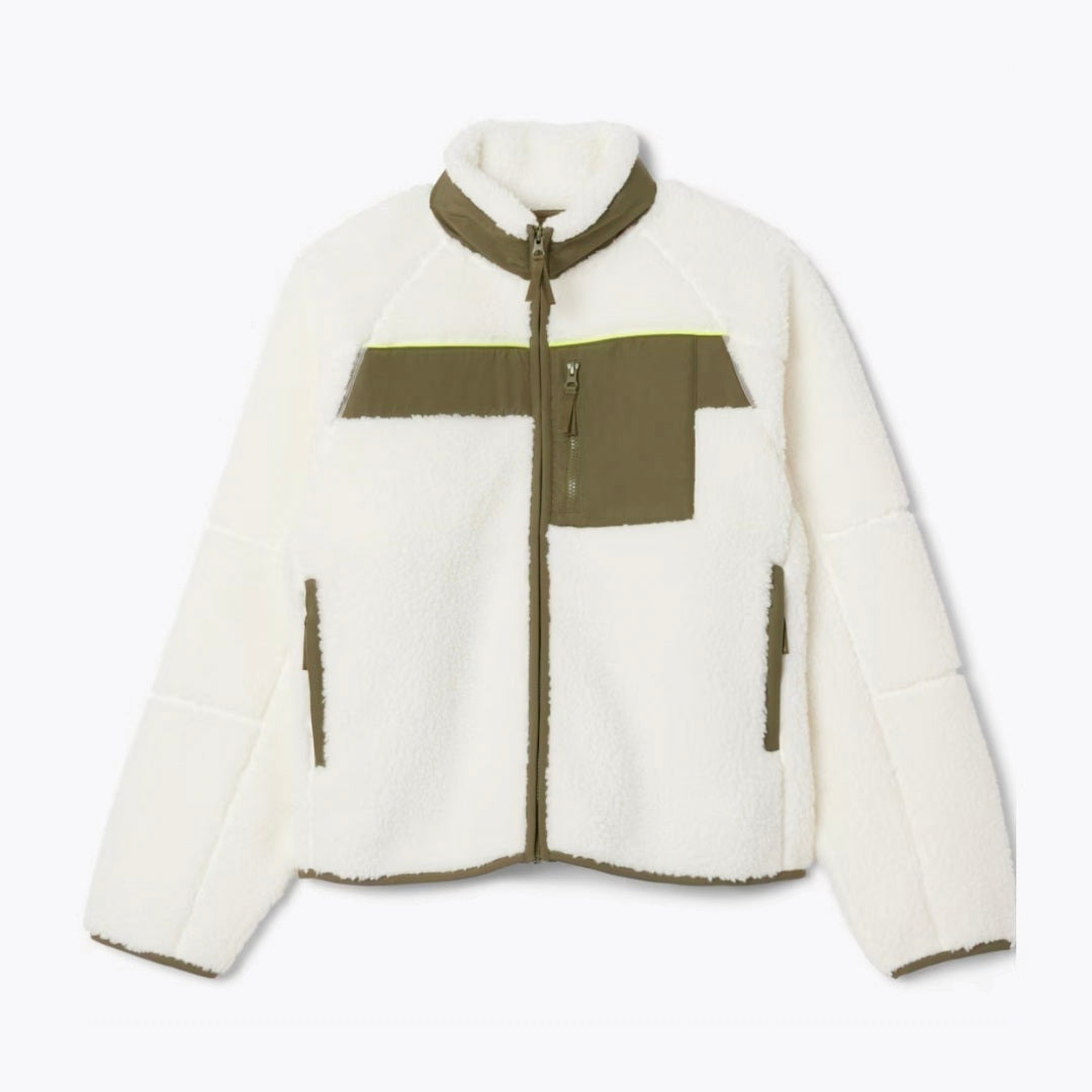 Colour-Block Sherpa Fleece Jacket