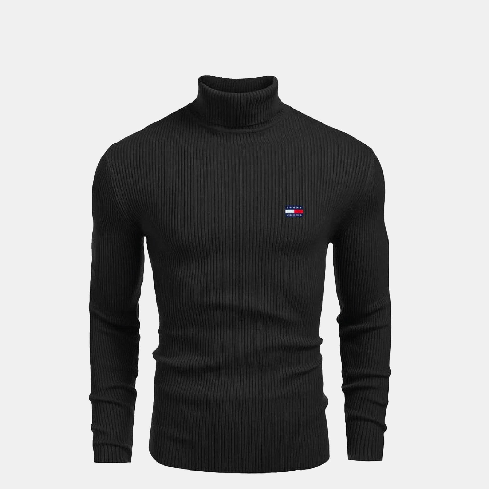 TH Turtleneck Cable-Knit Wool Sweater Black / S TH Turtleneck Cable-Knit Wool Sweater