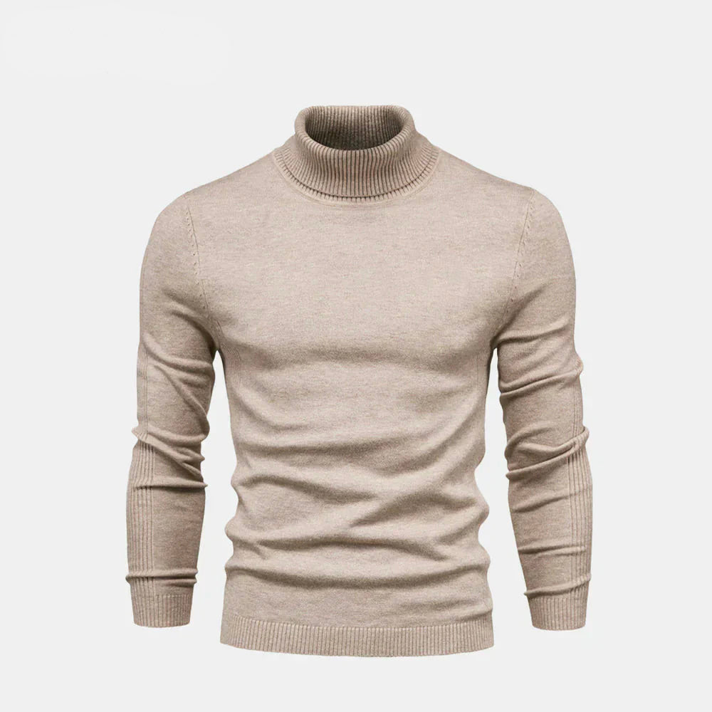 Turtleneck Cable-Knit Wool Knit Sweater
