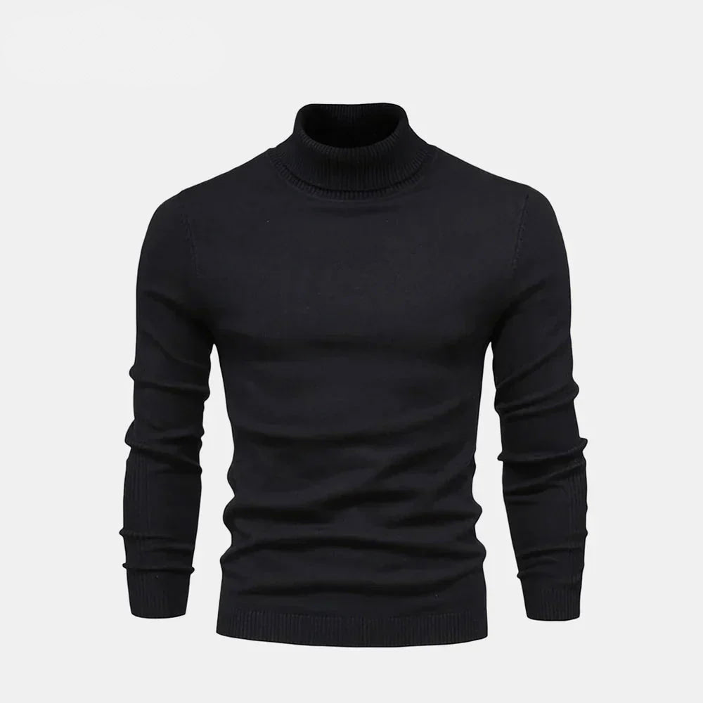 Turtleneck Cable-Knit Wool Knit Sweater