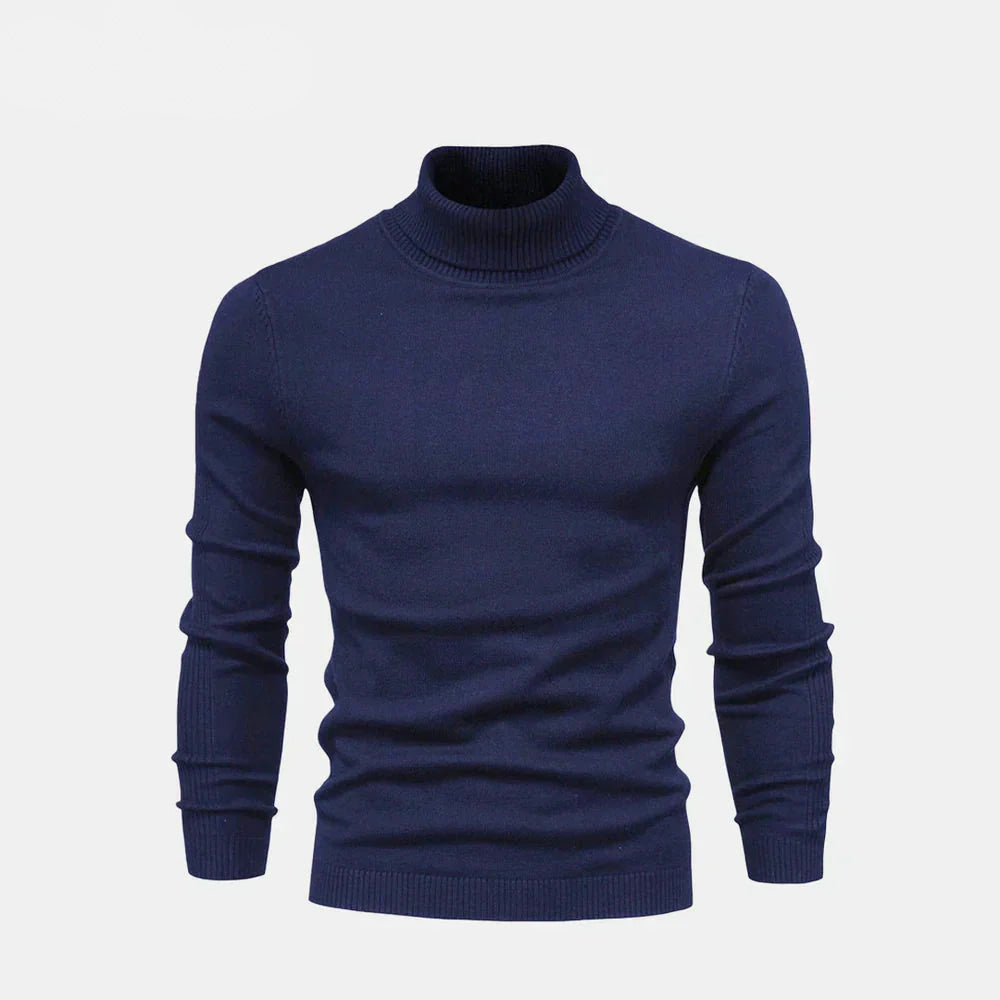 Turtleneck Cable-Knit Wool Knit Sweater