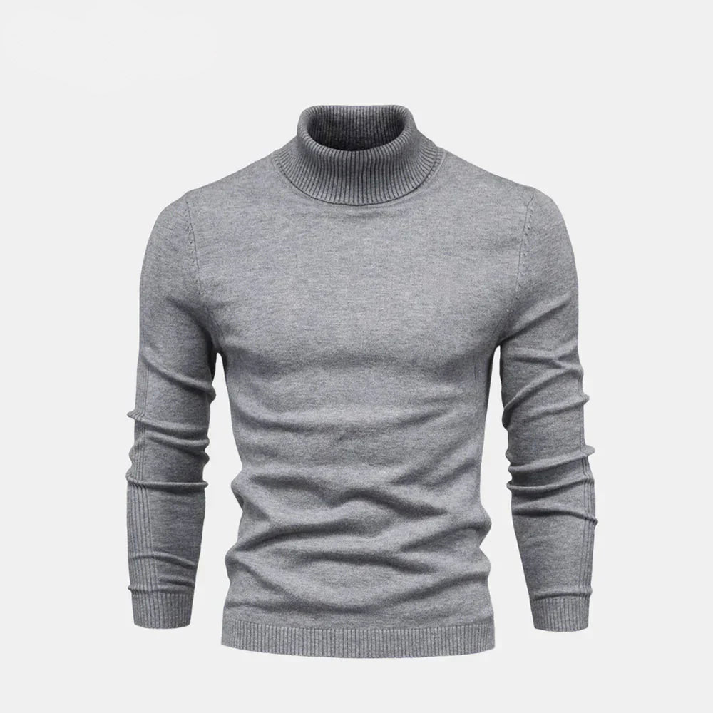 Turtleneck Cable-Knit Wool Knit Sweater