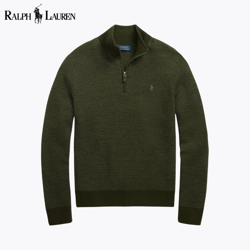 RL Washable Wool Quarter-Zip Sweater Olive / S RL Washable Wool Quarter-Zip Sweater