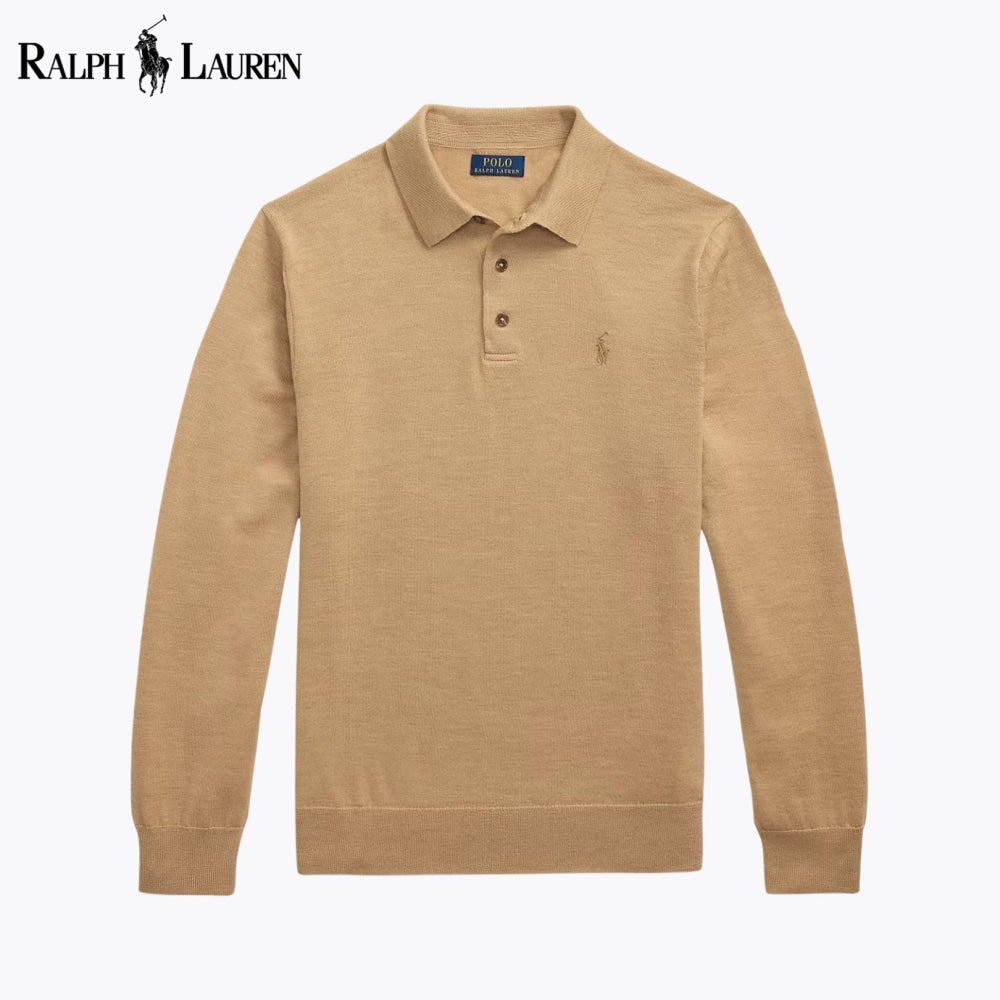 RL Wool Polo-Collar Jumper Camel / S RL Wool Polo-Collar Sweater